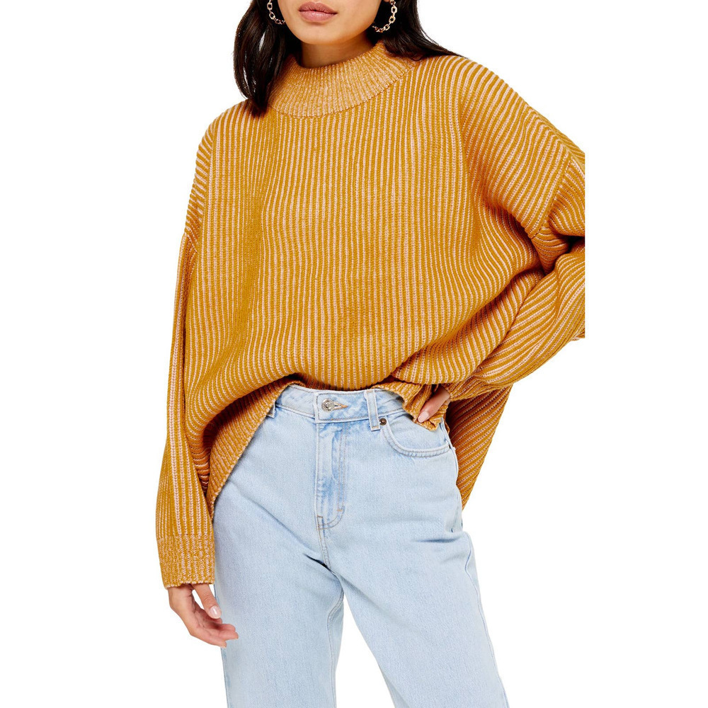 NEW Topshop Mock Neck Oversized Rib Knit Sweater Women's Size 12